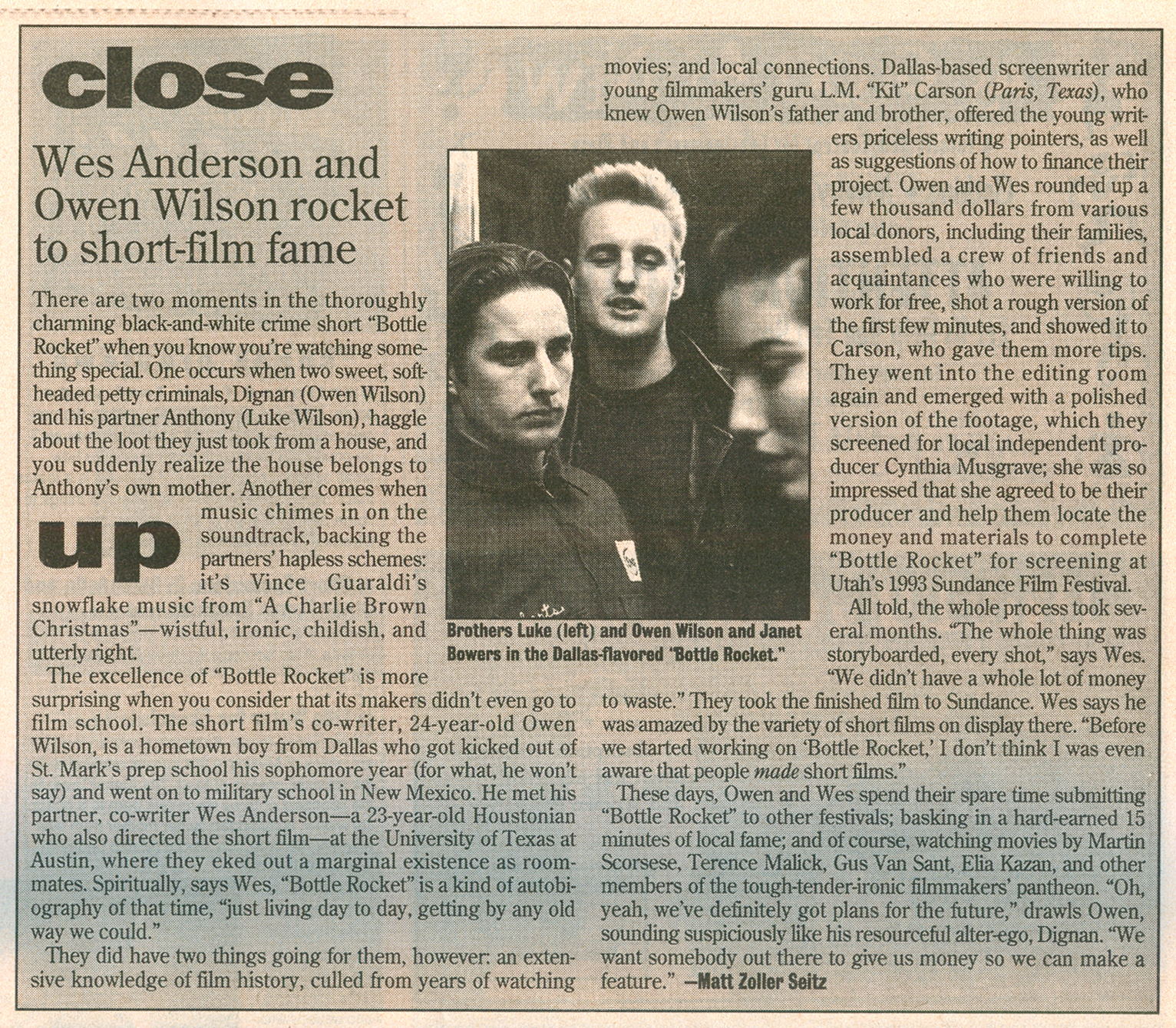 From the archives: the first profile of Wes Anderson and Owen Wilson