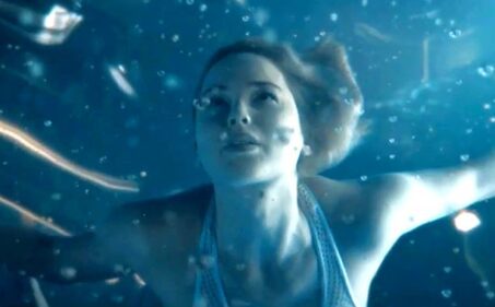 Jennifer Lawrence holding her breath underwater in a scene from Kristen Stewart's directorial debut The Chronology of Water.