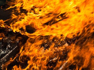 Photo by Sulamith Sallmann of flames raging in close-up, April 23, 2011. Sourced from Wikimedia Commons.